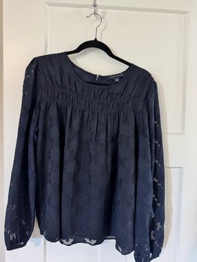 Tommy Hilfiger Women's Navy Lace Long-Sleeve Blouse